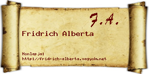 Fridrich Alberta névjegykártya